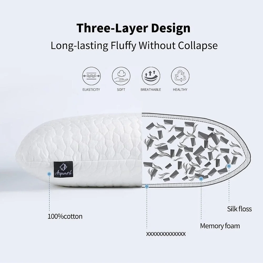 Adjustable Shredded Memory Foam Pillow for Neck and Shoulder Pain